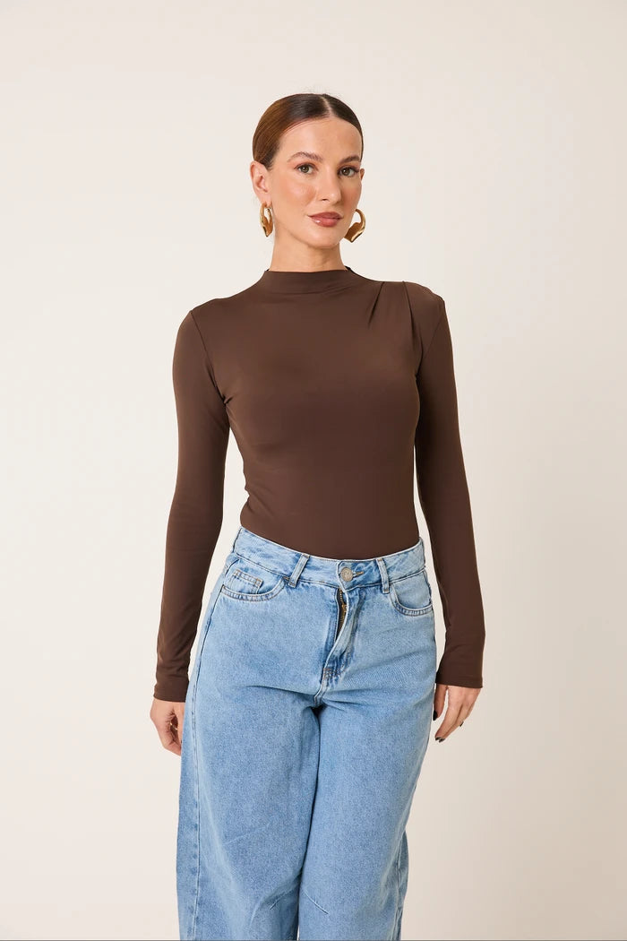 Body Gola Alta Manga Longa Second Skin