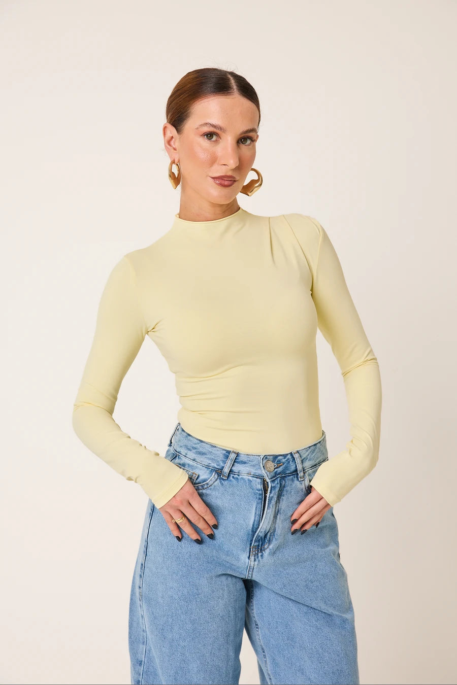 Body Gola Alta Manga Longa Second Skin