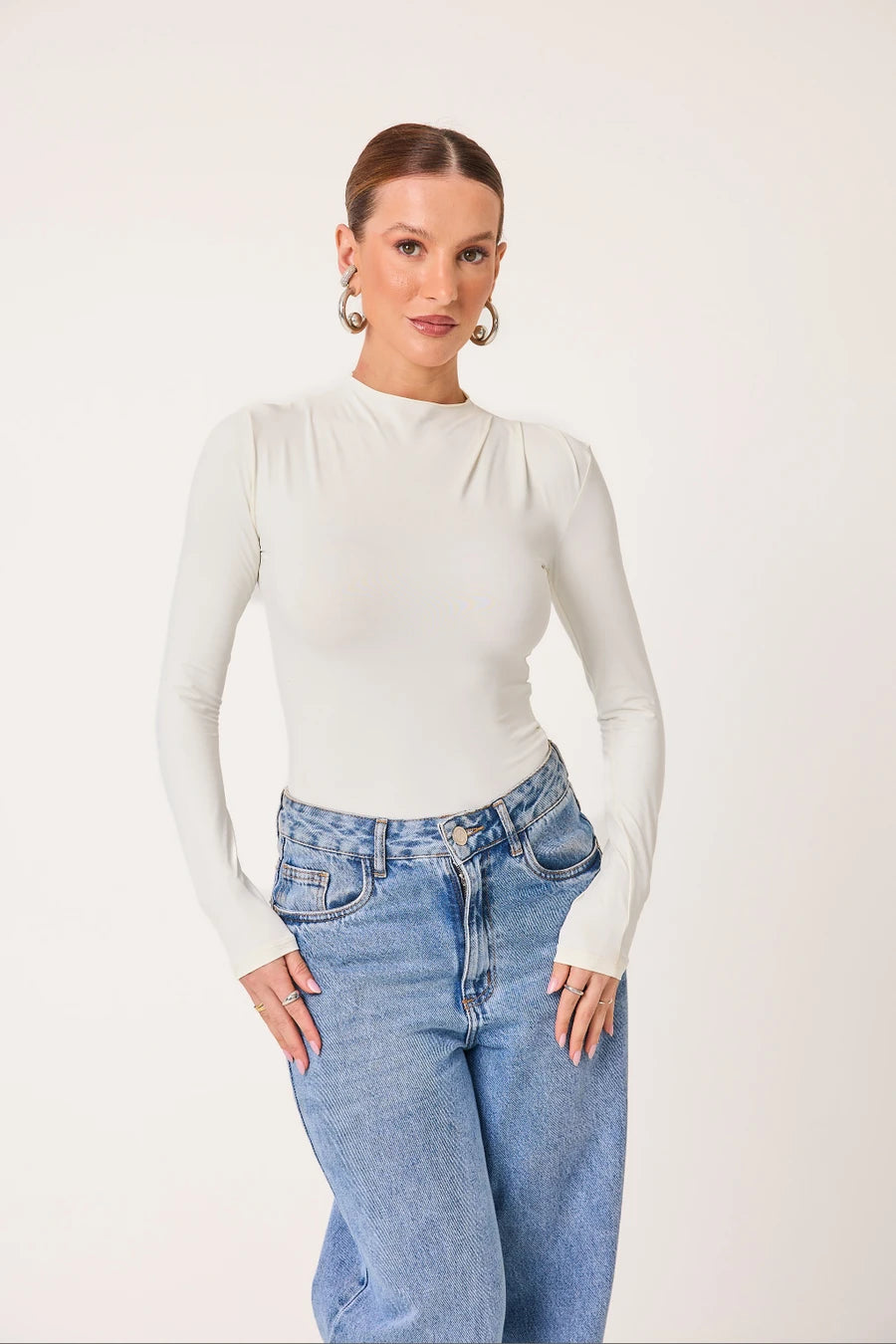 Body Gola Alta Manga Longa Second Skin