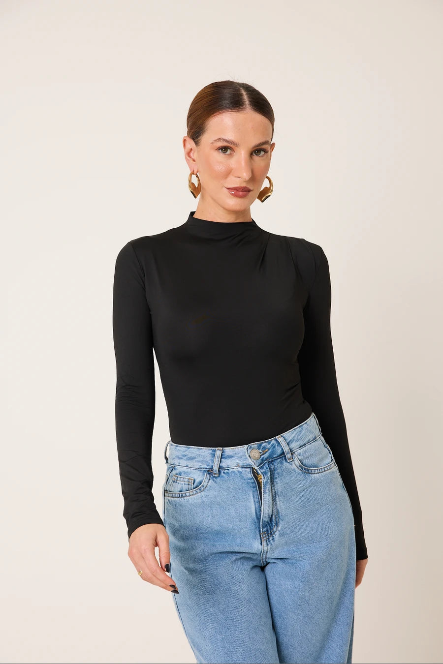 Body Gola Alta Manga Longa Second Skin