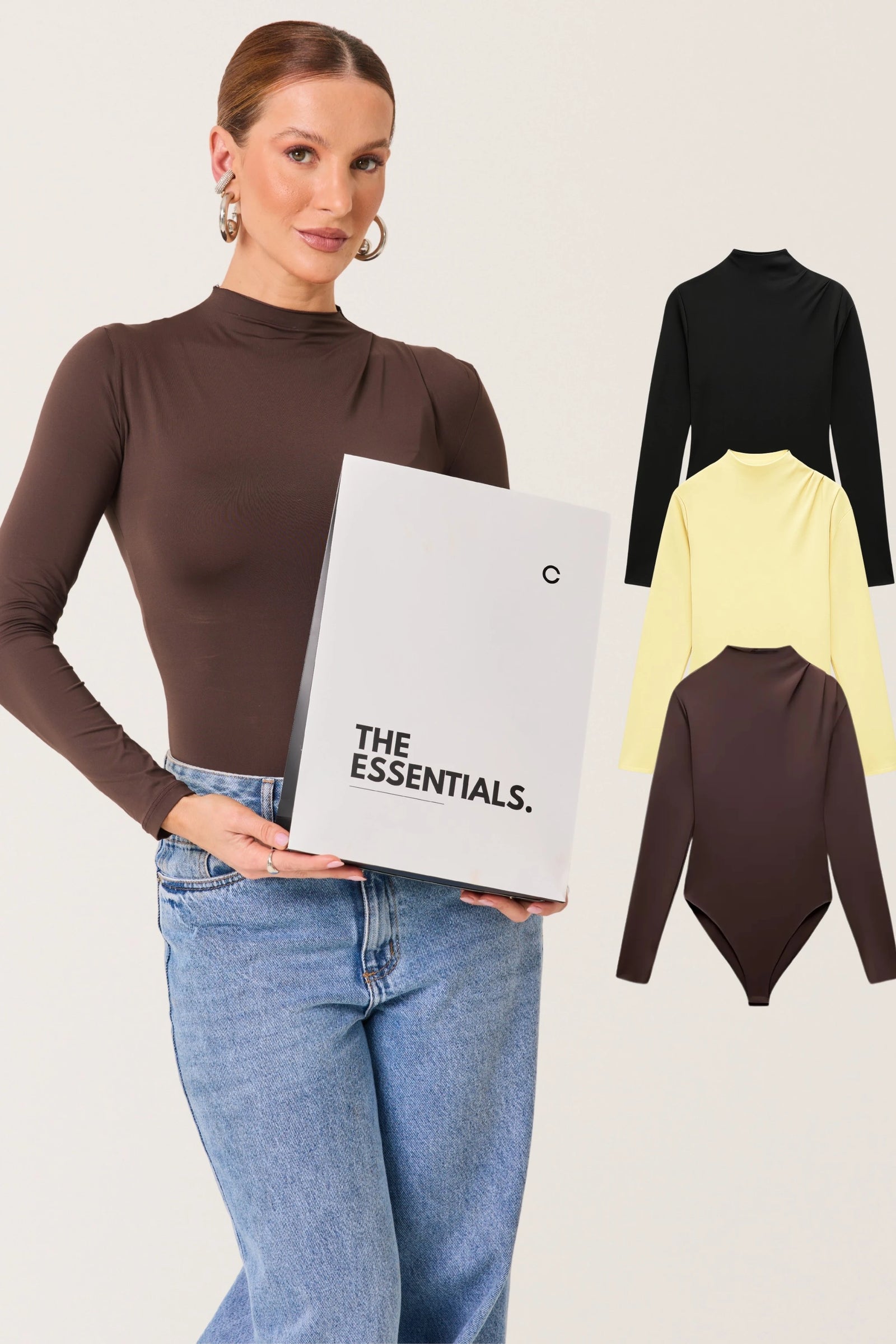 Kit 3 Bodies Gola Alta Manga Longa Second Skin