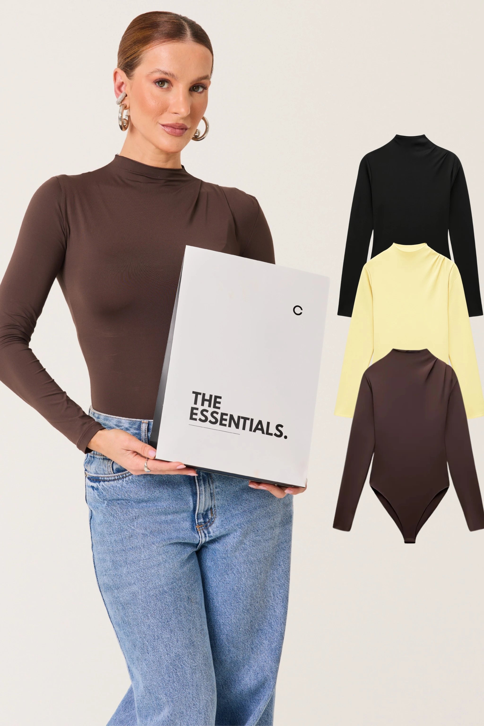 Kit 3 Bodies Gola Alta Manga Longa Second Skin